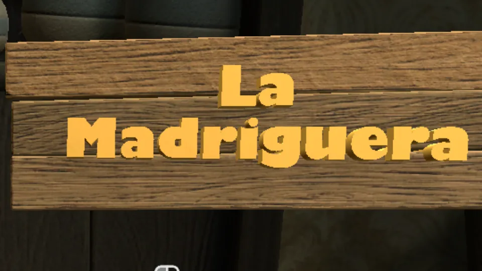 La Madriguera ahşap tabela ve masa